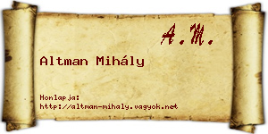 Altman Mihály névjegykártya
