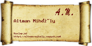 Altman Mihály névjegykártya
